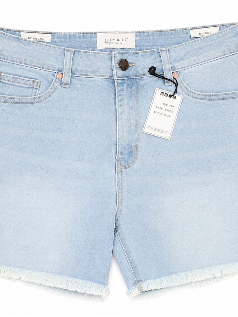 NWT Judy Blue Light Blue High-Waist Frayed Hem Jean Shorts